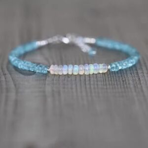 🩵🩵NEW🩵🩵 PRETTY!! Faceted Apatite And Ethiopian Bracelet